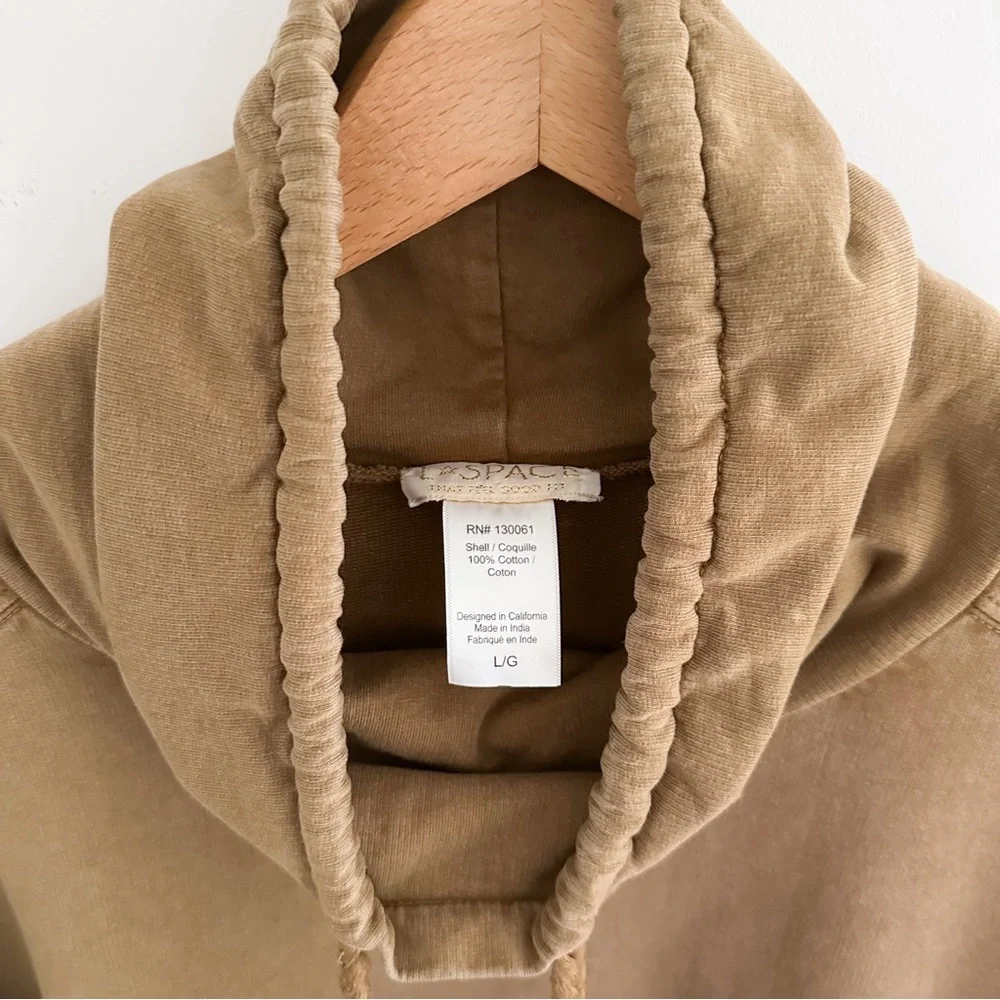 L*Space Daphne Sweatshirt Dress in Moss Tan Cotton Funnel Neck Tunic Size Large - Picture 4 of 8